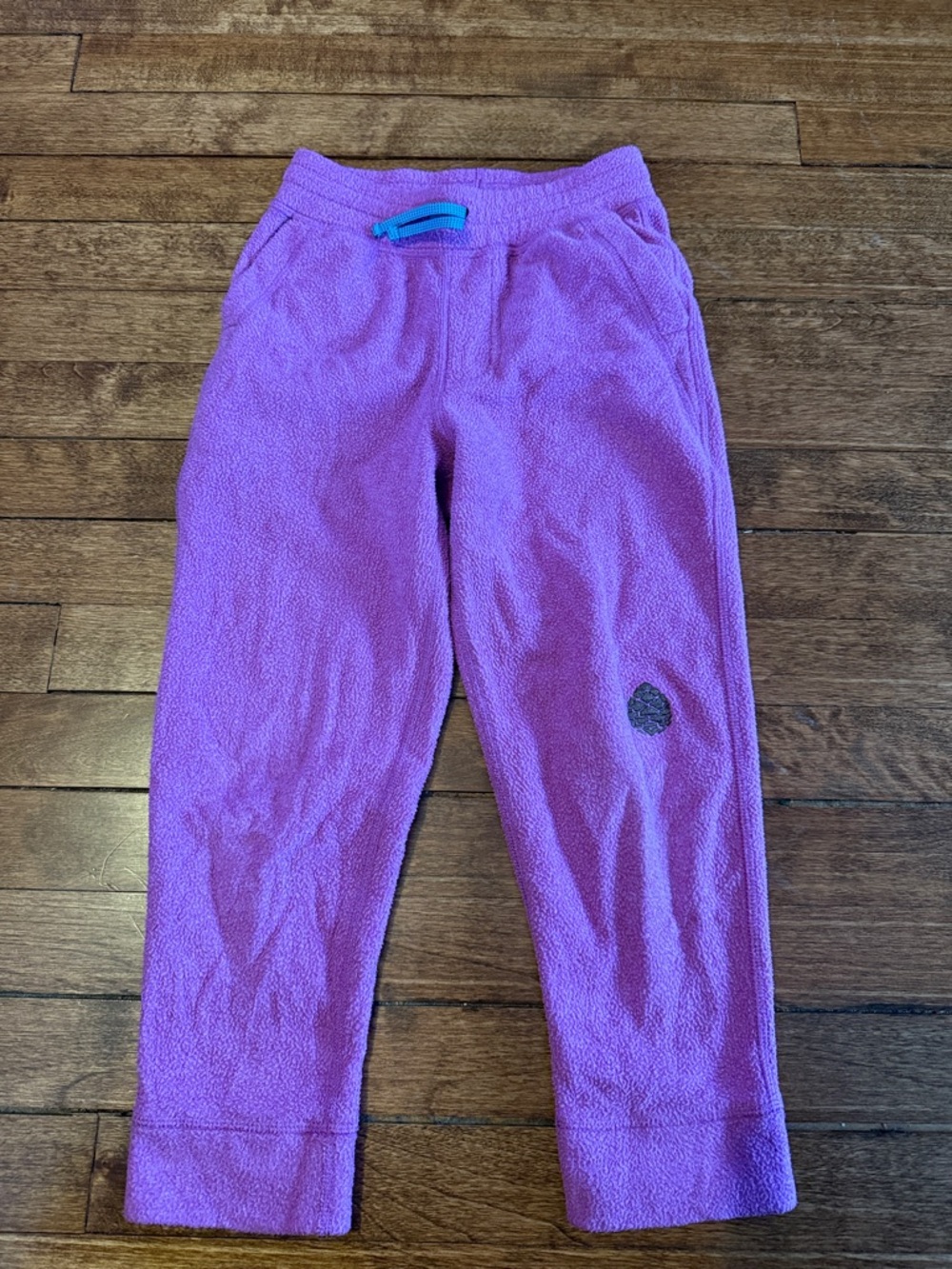 Stio Kids Purple Fleece Joggers with Teal Drawstring